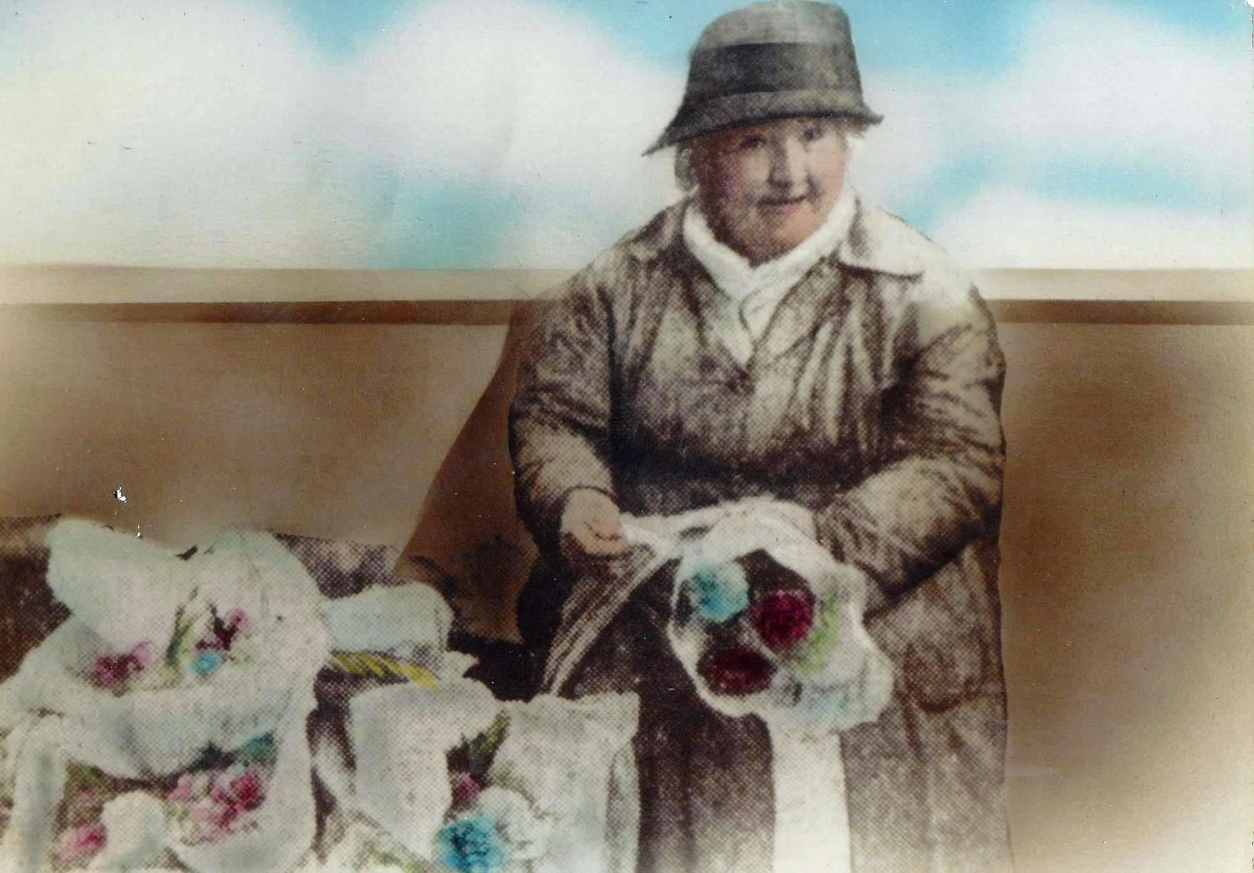 Billy Sutton's grandmother, Ellen Kelly, selling crepe flowers in the Bull Ring in the 1950s