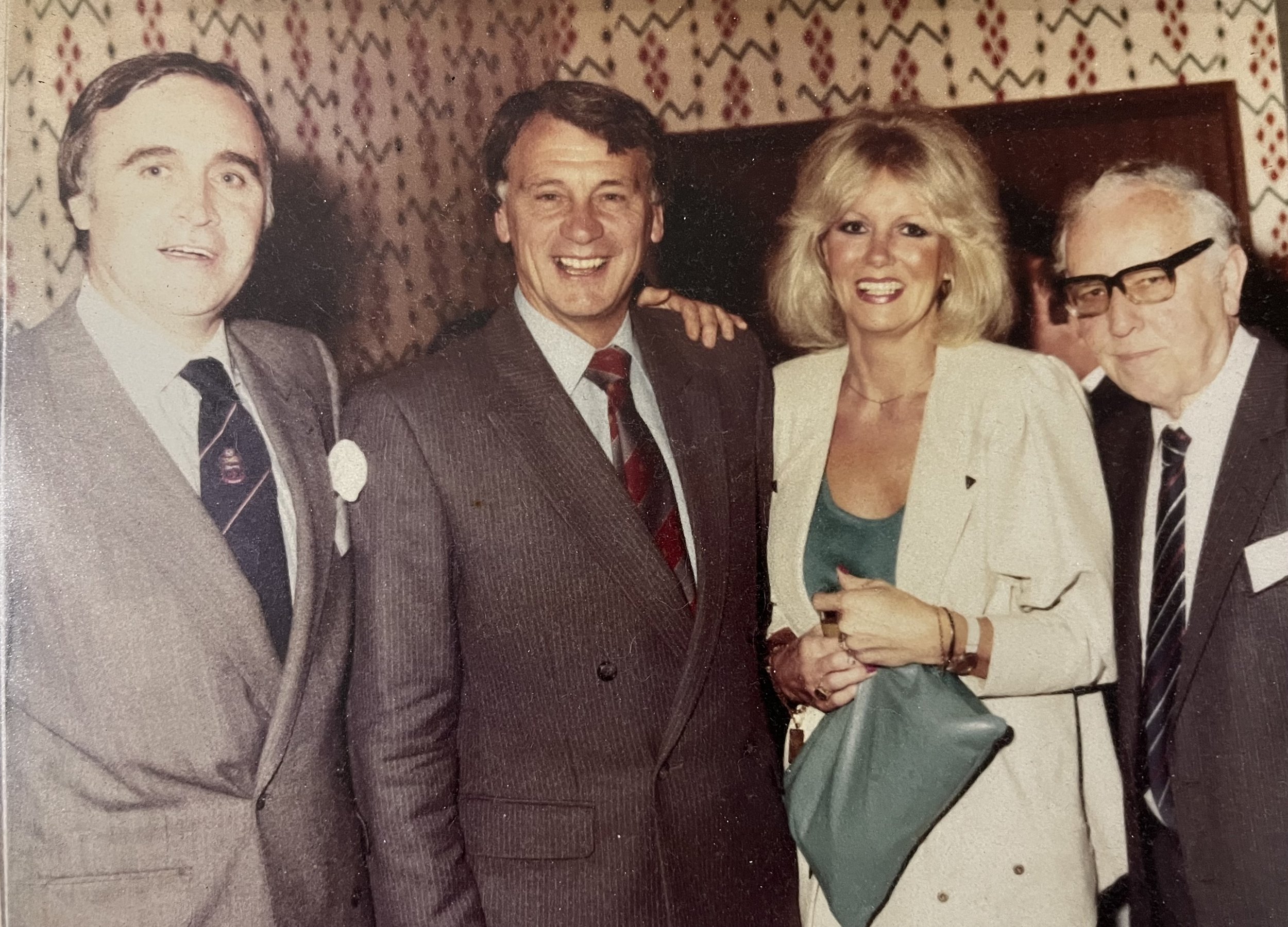Billy alongside Bobby Robson and Former wife Val and Billys late Uncle Dick, who was the son of notorious peaky blinder gangster Austin Kelly