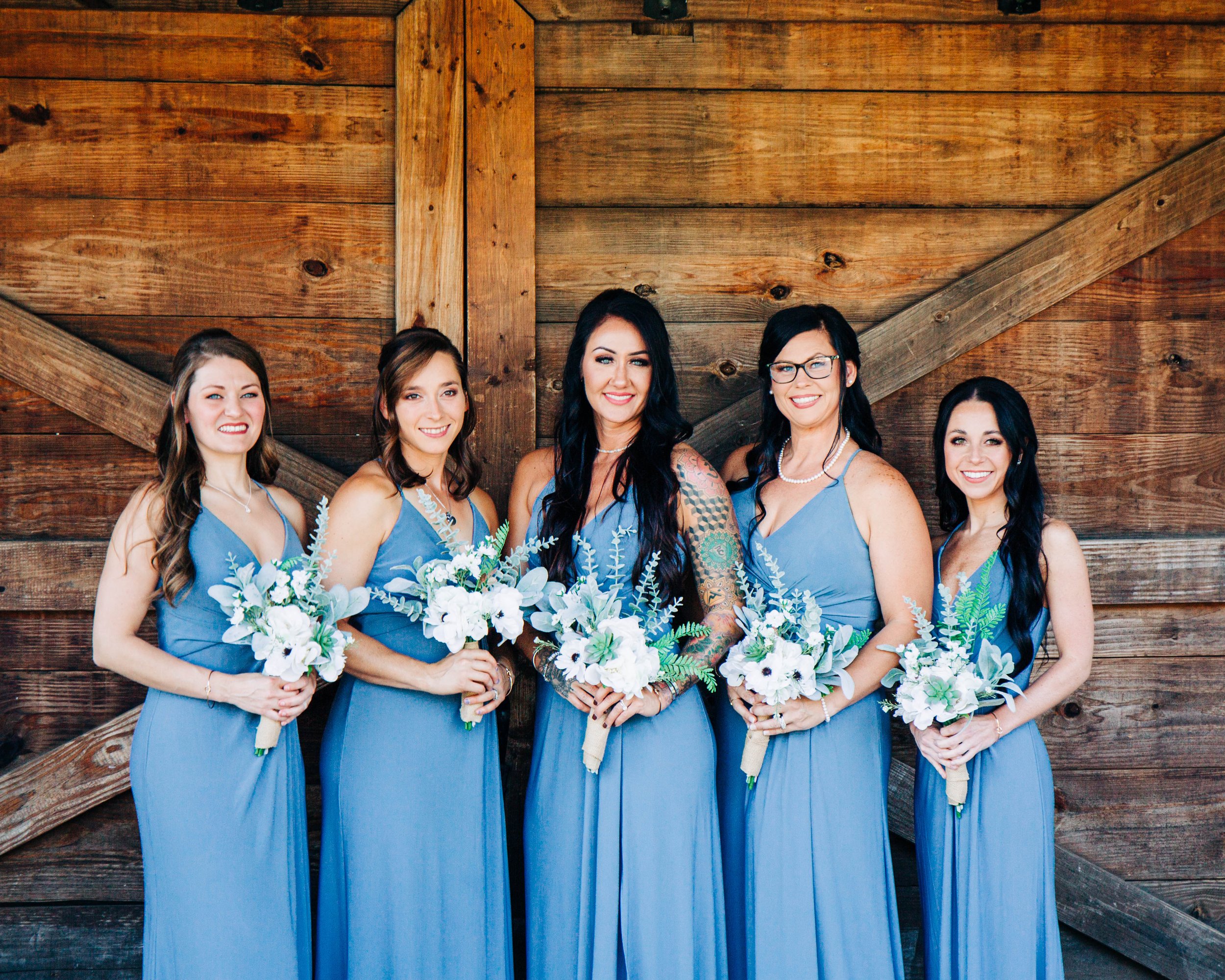 bridesmaids barn wedding dusty blue dresses.jpg