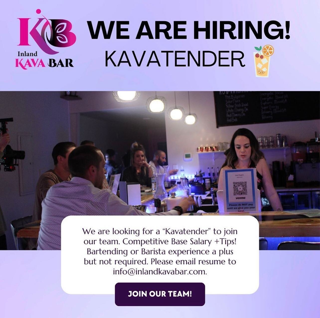We are hiring another Kavatender for our incredible Inland Kava Bar team! 🍹If you think you would be a great fit please email or drop off your resume in store. We would love to meet you! If you know a great fit for us please tag in the comments. 😉
