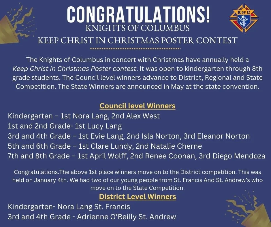 Knights of Columbus Keep Christ in Christmas Poster Contest — Brainerd