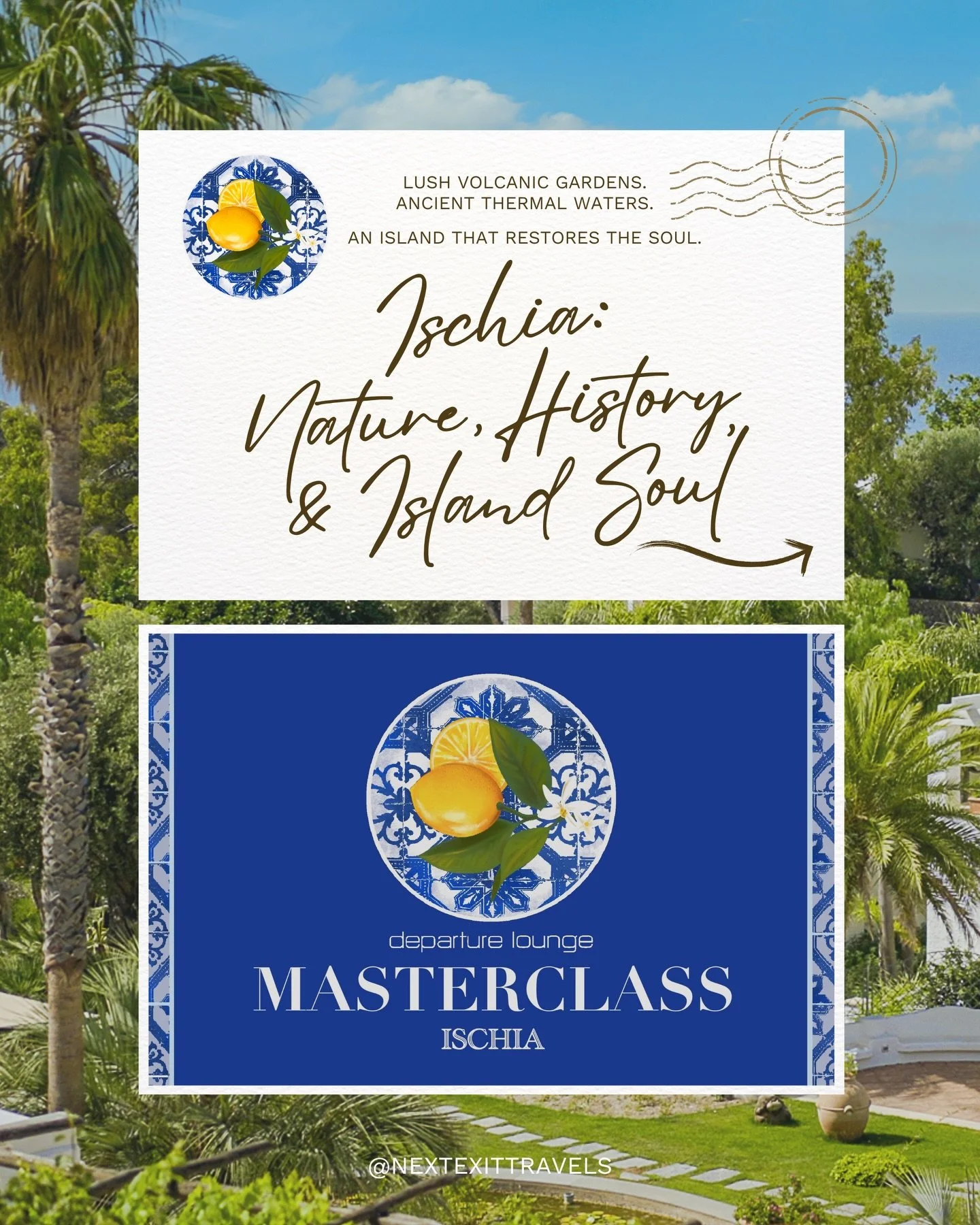 Next stop: Ischia 🌿

The third chapter of our MasterClass, and one of the most restorative corners of this coastline.

We&rsquo;re spending the next couple days exploring a handful of standout hotels, each with its own take on Ischia&rsquo;s signatu