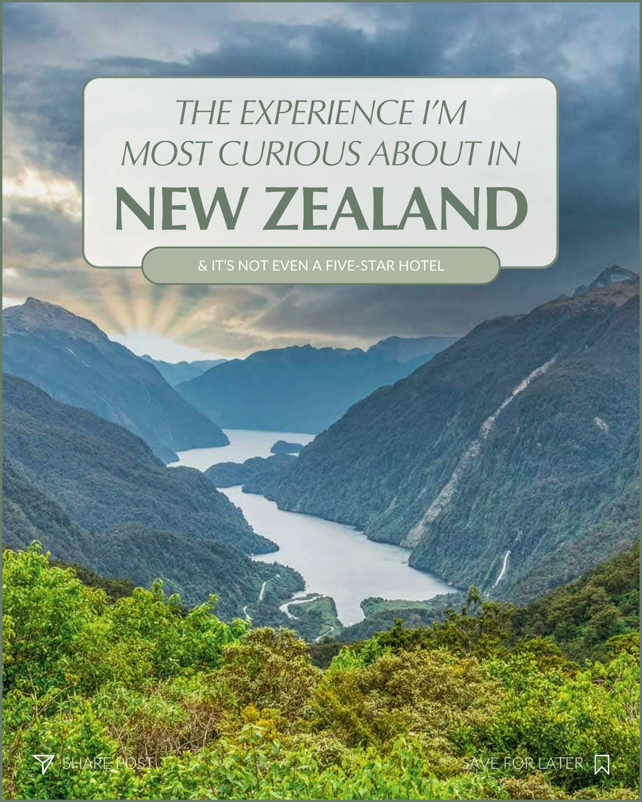 I love a five-star hotel. This should surprise absolutely no one. 😂

But one night in New Zealand, I&rsquo;m trading the beautiful room, the turndown service, and all the little luxuries for a small ship anchored overnight in Doubtful Sound.

No roa