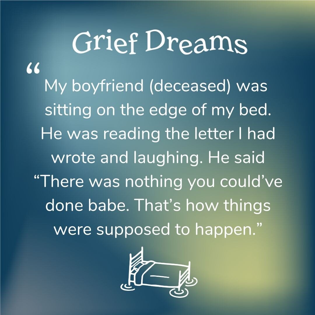 This dream helped release the regret that the dreamer carried. She thought she could have saved him if she decided to go see him before work. 

#griefdreams #grief #grieving #loss #dreams #dreaming #dreamingofyou #bereavement #dreamingofthedeceased #