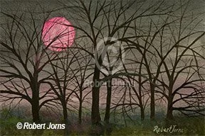 April Pink Moon Througn Trees ©
Watercolor On 100% Rag WC Paper
12"w x 8"h Painting