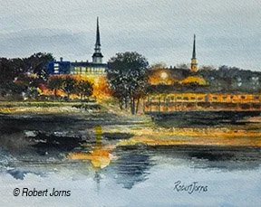 River Front Sunset Spires ©
Watercolor On 100% Rag W/C Paper
10"w x 8"h Painting