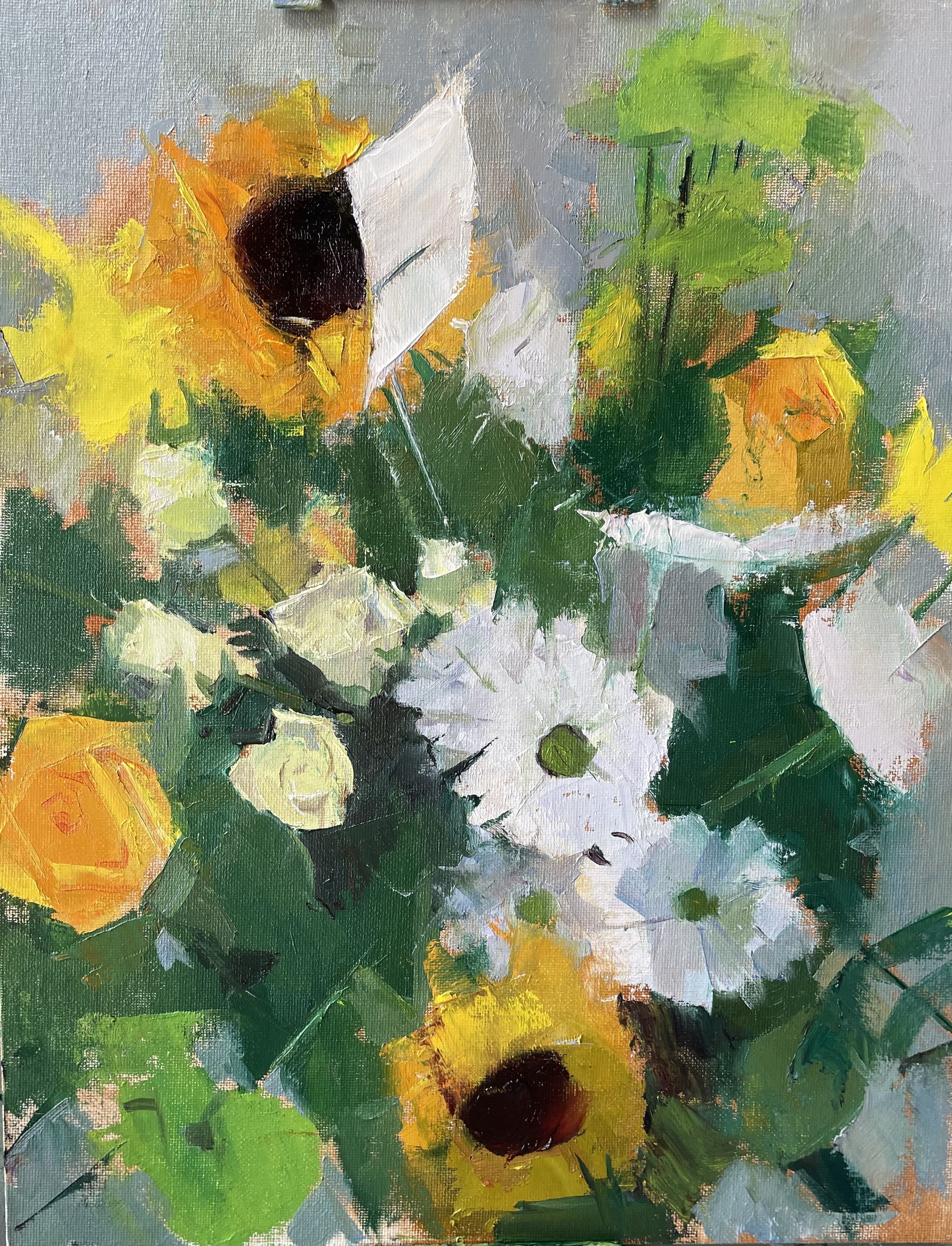 Birthday Flowers (47 years), 14" x 11" oil on panel, $950