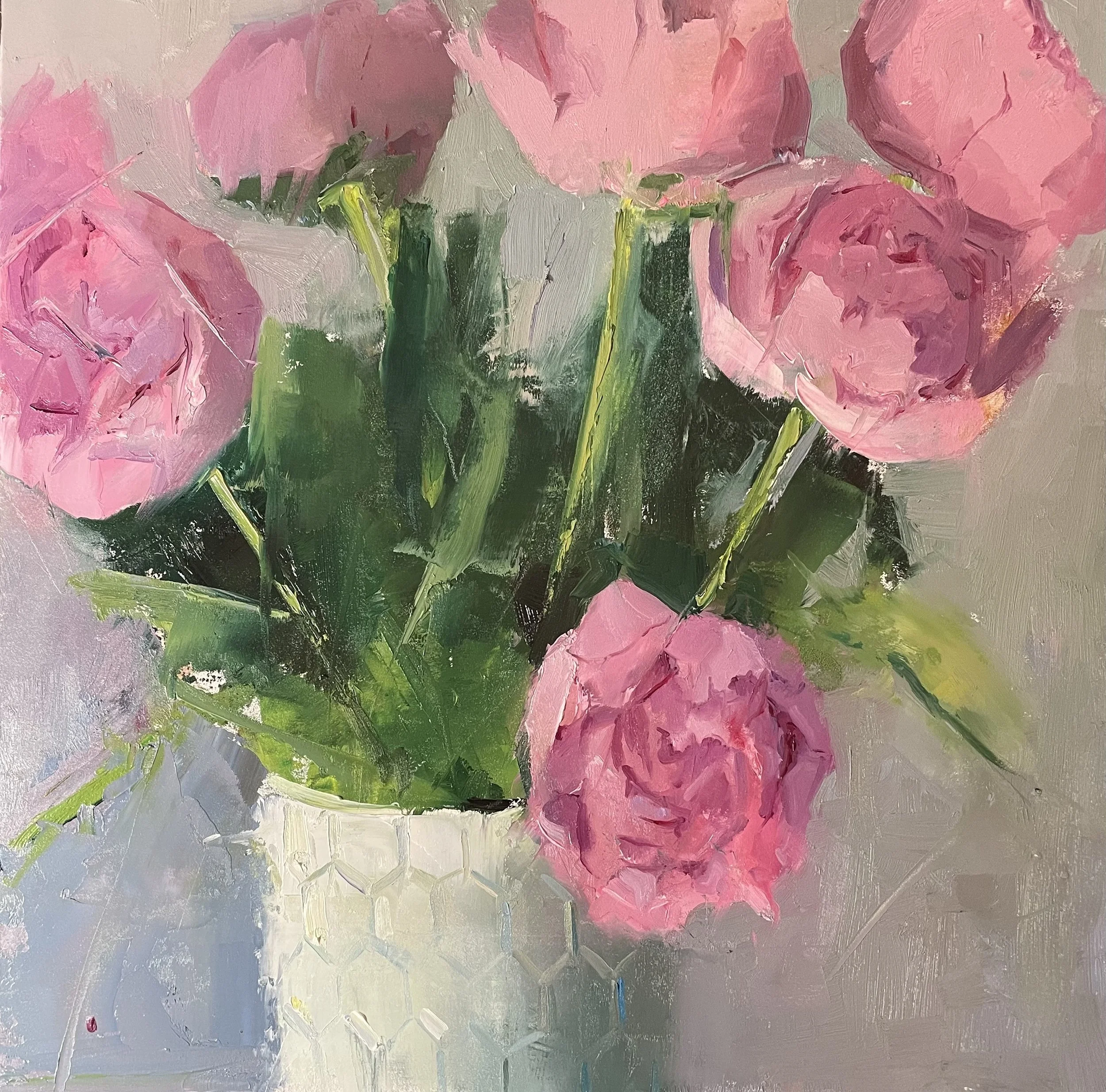 Anniversary Peonies, 12" x 12", oil on board, $1150 