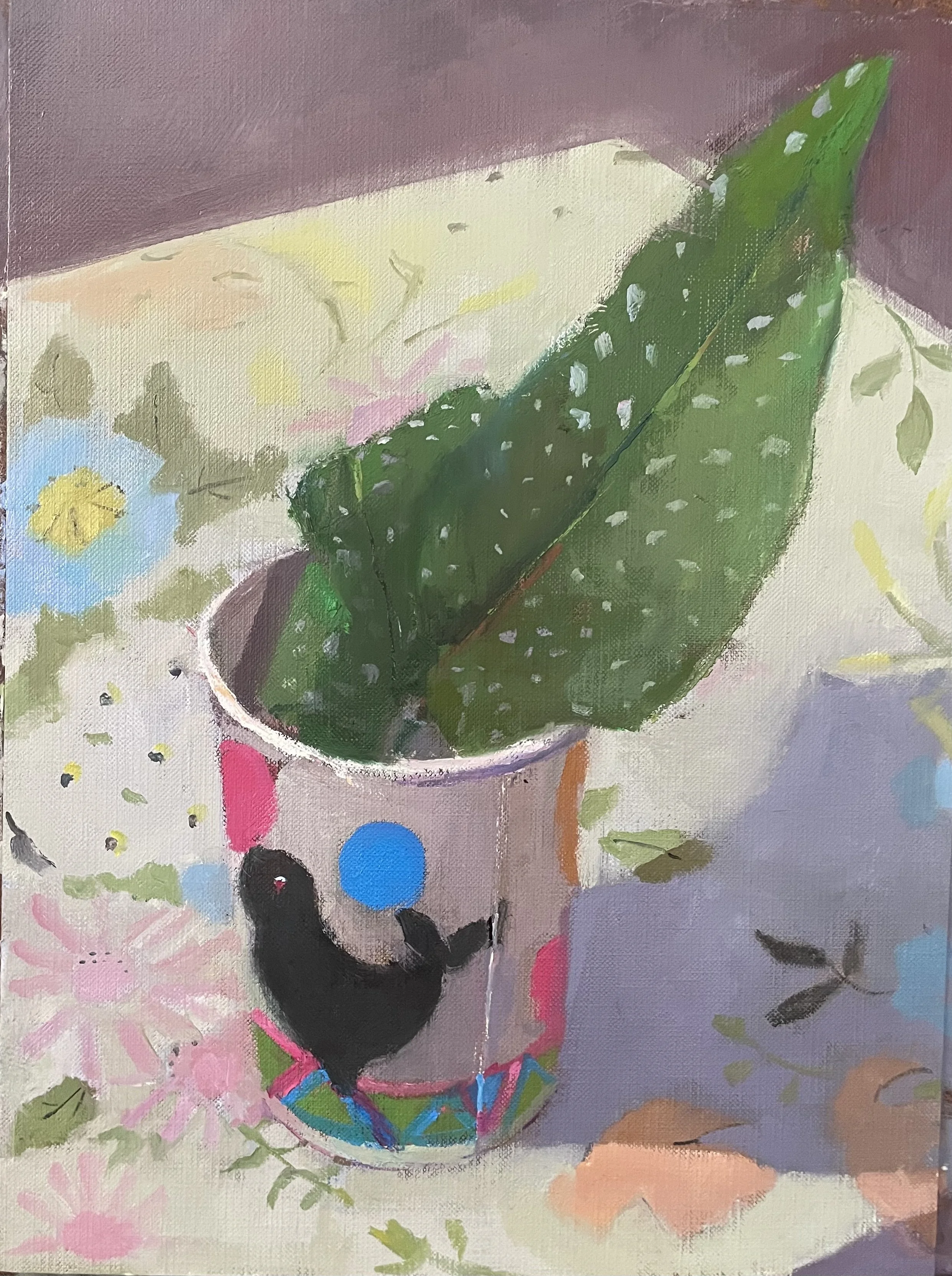 Begonia Cutting, 12" x 9", oil on canvas mounted on board, $1000