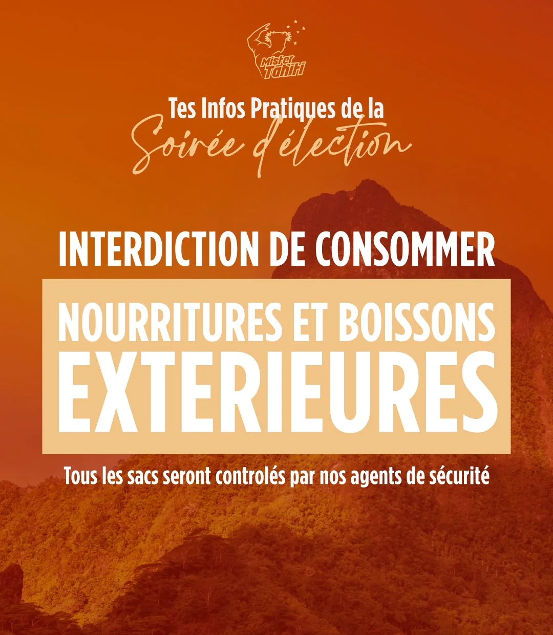🚨 Informations importantes pour samedi 🚨

Il est strictement interdit d&rsquo;amener ou de consommer des boissons ou aliments ext&eacute;rieurs dans l&rsquo;enceinte de To&rsquo;ata.

👉 Des stands et un bar seront mis &agrave; votre disposition su