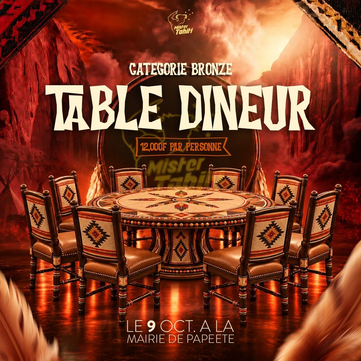 𝗣𝗟𝗨𝗦 𝗤𝗨𝗘 𝟱 𝗧𝗔𝗕𝗟𝗘𝗦 𝗕𝗥𝗢𝗡𝗭𝗘 🔥

Vous souhaitez vivre l&rsquo;&eacute;lection de Mister Tahiti 2026 autour d&rsquo;une table d&icirc;ner, au c&oelig;ur de l&rsquo;ambiance ?

Il ne reste d&eacute;sormais plus que 5 tables BRONZE dispo