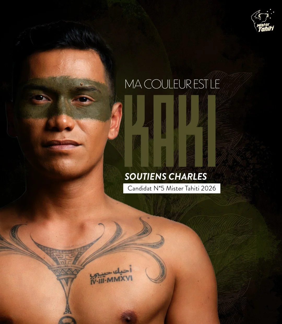 𝗖𝗔𝗡𝗗𝗜𝗗𝗔𝗧 𝗡&deg;𝟱 &mdash; @charlesleauoff 💚

𝗦𝗔 𝗖𝗢𝗨𝗟𝗘𝗨𝗥 : 𝗞𝗔𝗞𝗜

Vendredi, le kaki entre lui aussi dans l&rsquo;ar&egrave;ne.

Si Charles est votre candidat, c&rsquo;est le moment de le montrer ! Portez une touche de kaki lors d