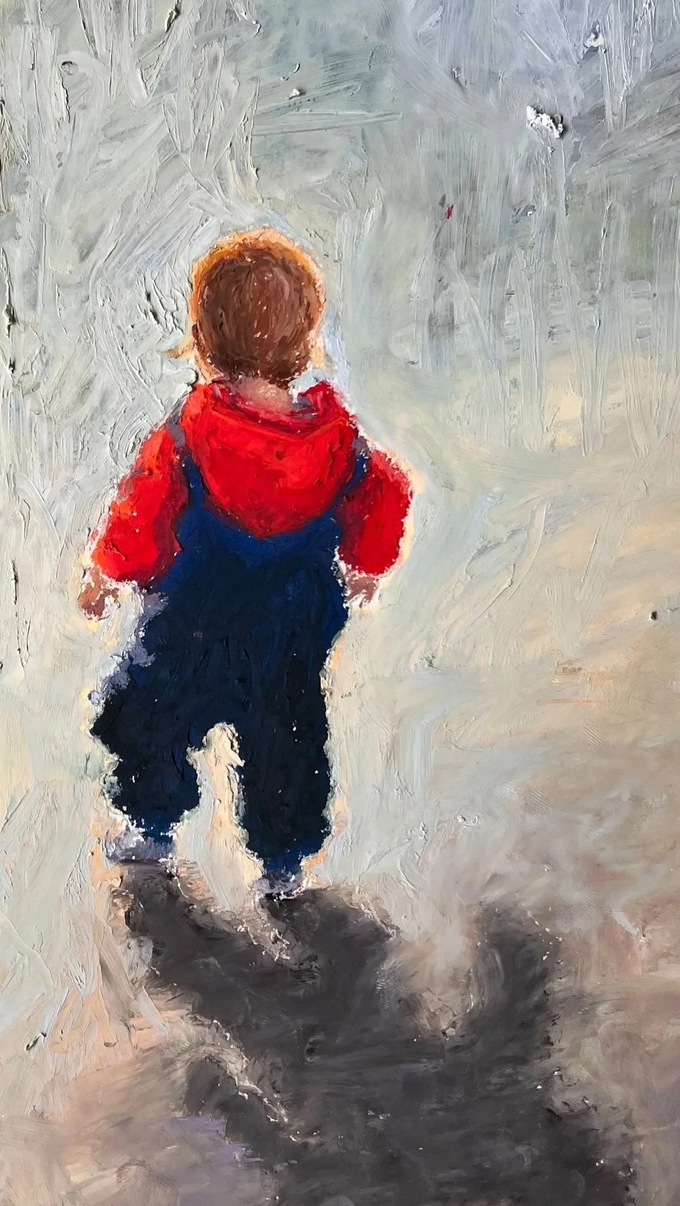 Puddlesuit, 2025, oil pastel on paper, 20 x 30 cm