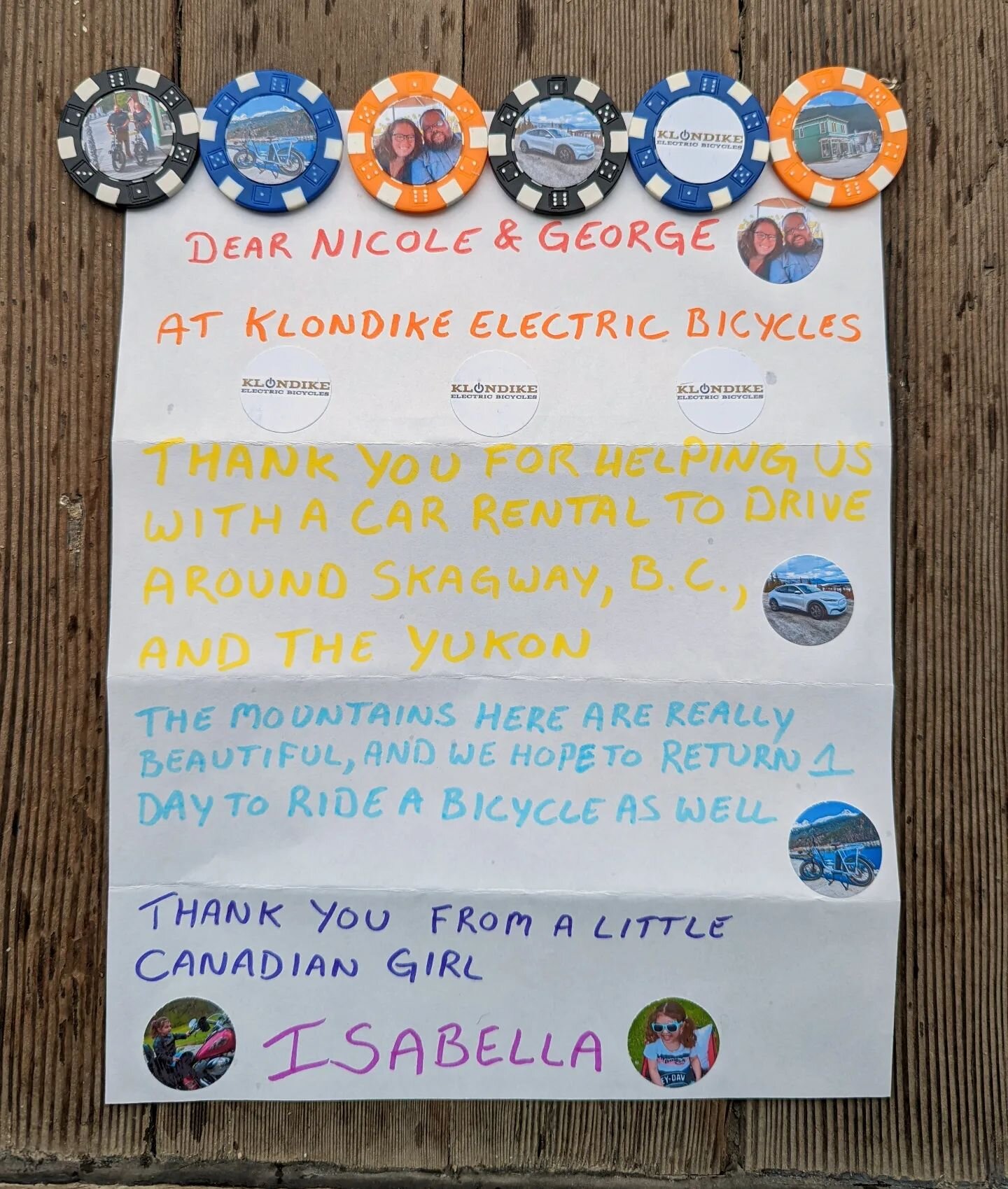 Not going to lie to you, we are officially tired at Klondike Bikes!  This time during the season is rough.  Mid summer burn out is a real thing!

But...it is acts of kindness like this one that truly fills our cup!  Isabel and her dad made us these c