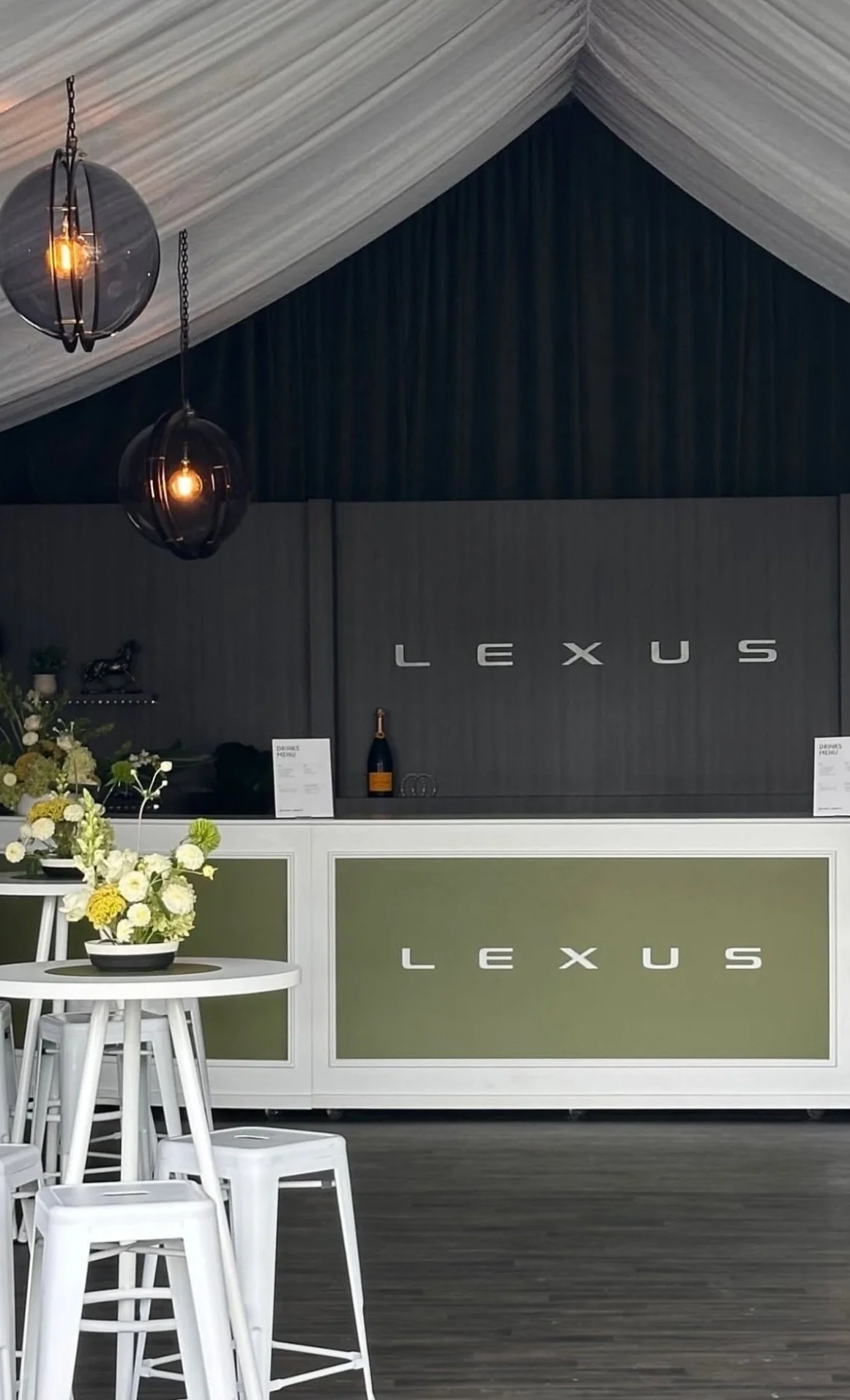 White bar and stools at a Lexus corporate event – Loula event hire
