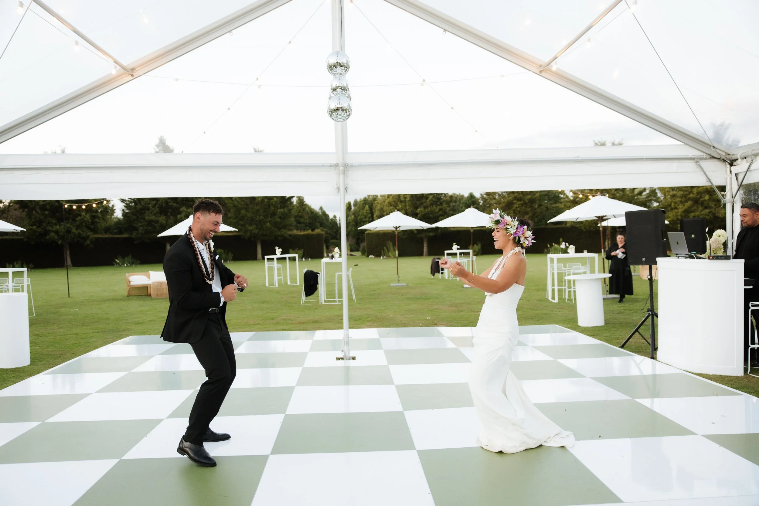 White/Green Checkered Dance Floor