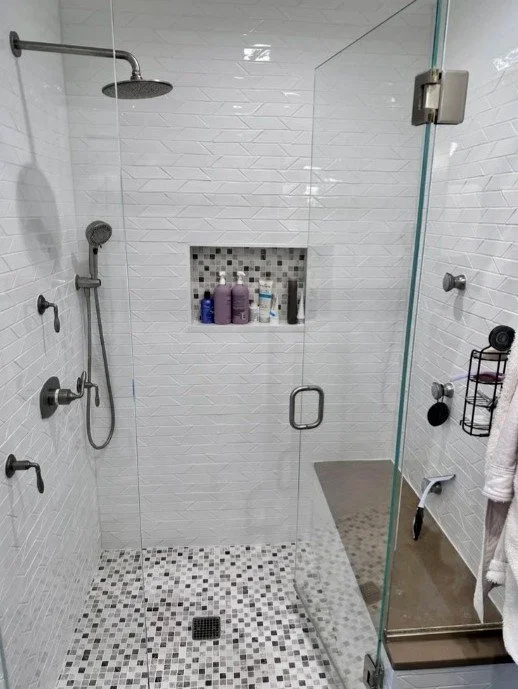 Shower remodel with luxury tile and jet sprayers