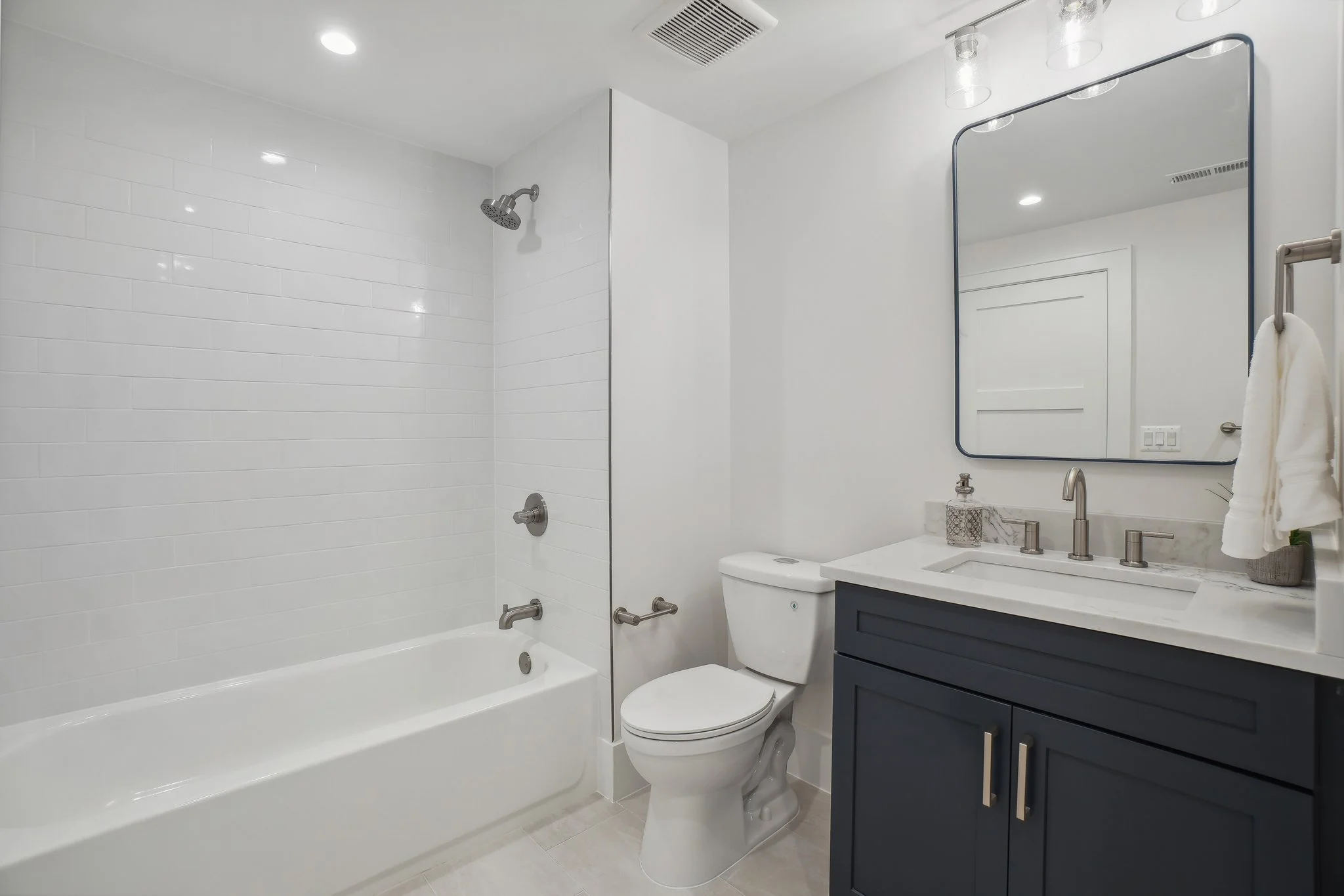 Custom Bathroom with Designer Tile in Arlington, VA