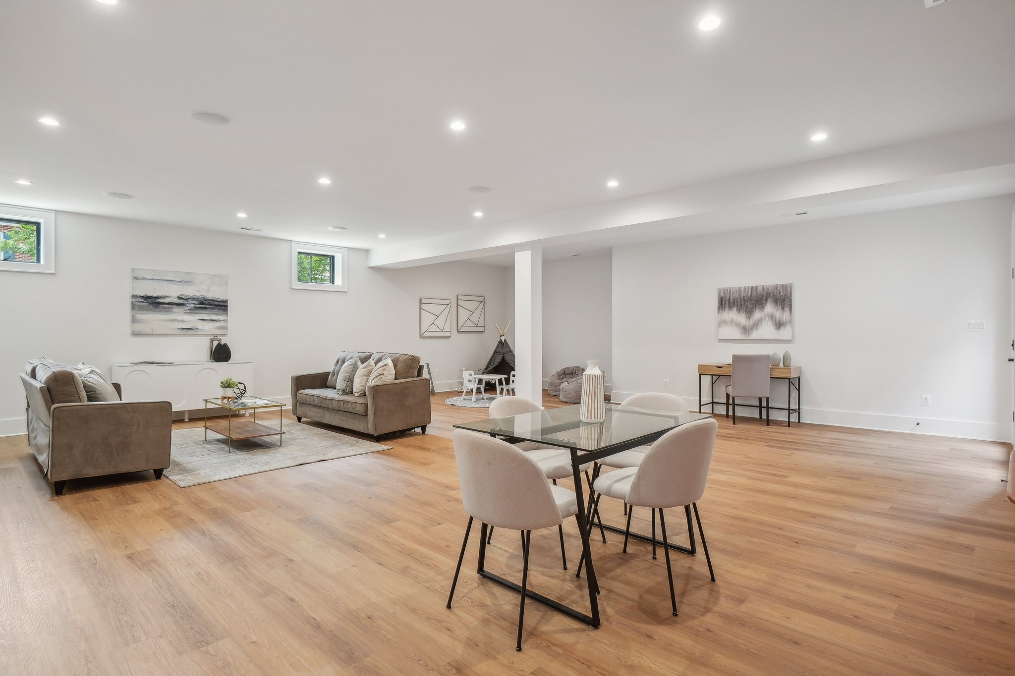 Basement Rec Room with Wet Bar in Arlington, VA