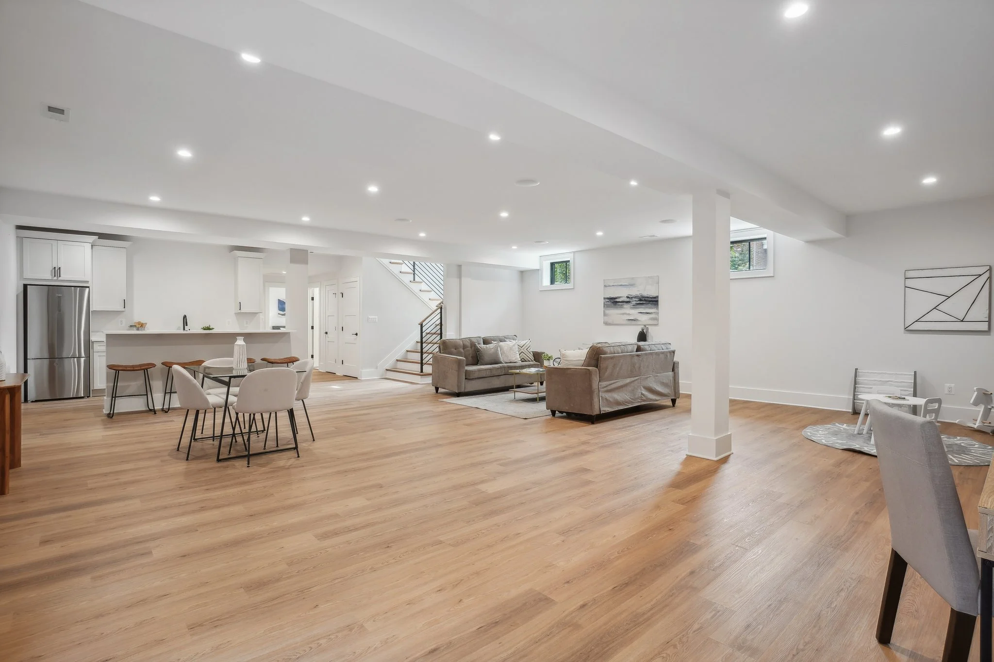 Basement Rec Room with Wet Bar in Arlington, VA