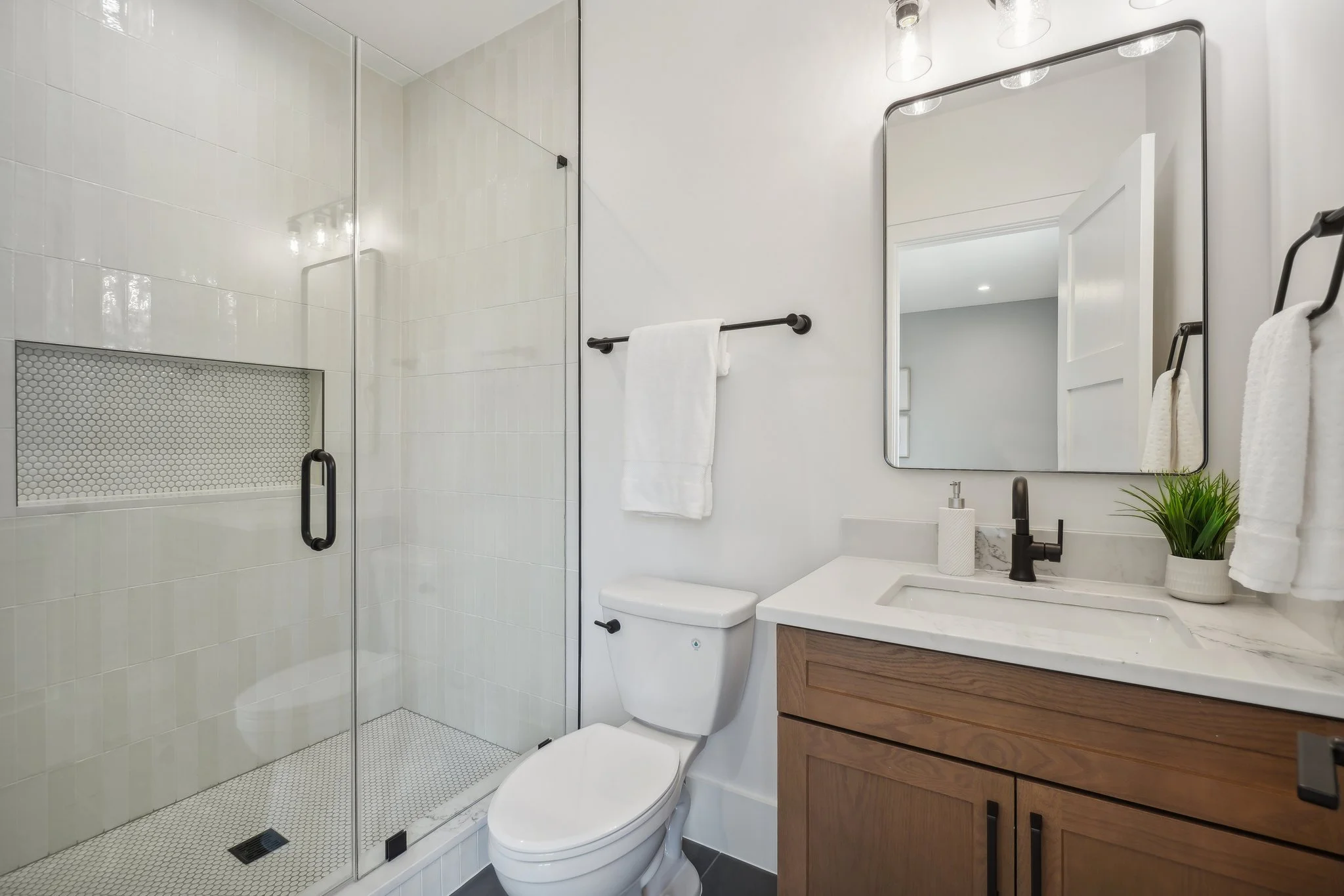Custom Bathroom with Designer Tile in Arlington, VA