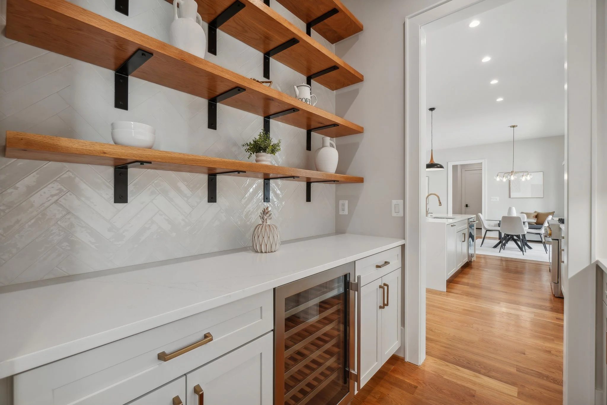 Custom Butler's Pantry with Open Shelves and Custom Cabinets  in Arlington, VA