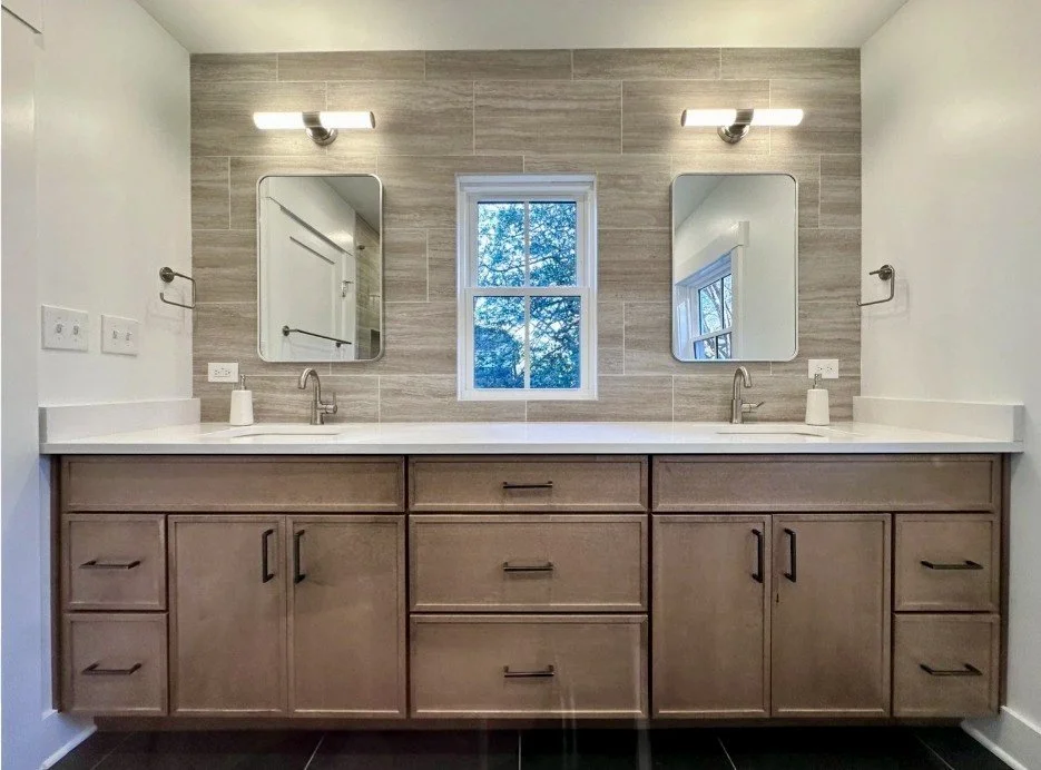Custom vanity installation in home addition in Arlington, VA