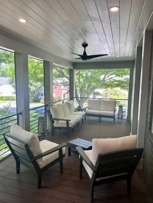 Renovation and addition of a screened porch or balcony with outdoor furniture in Arlington, VA
