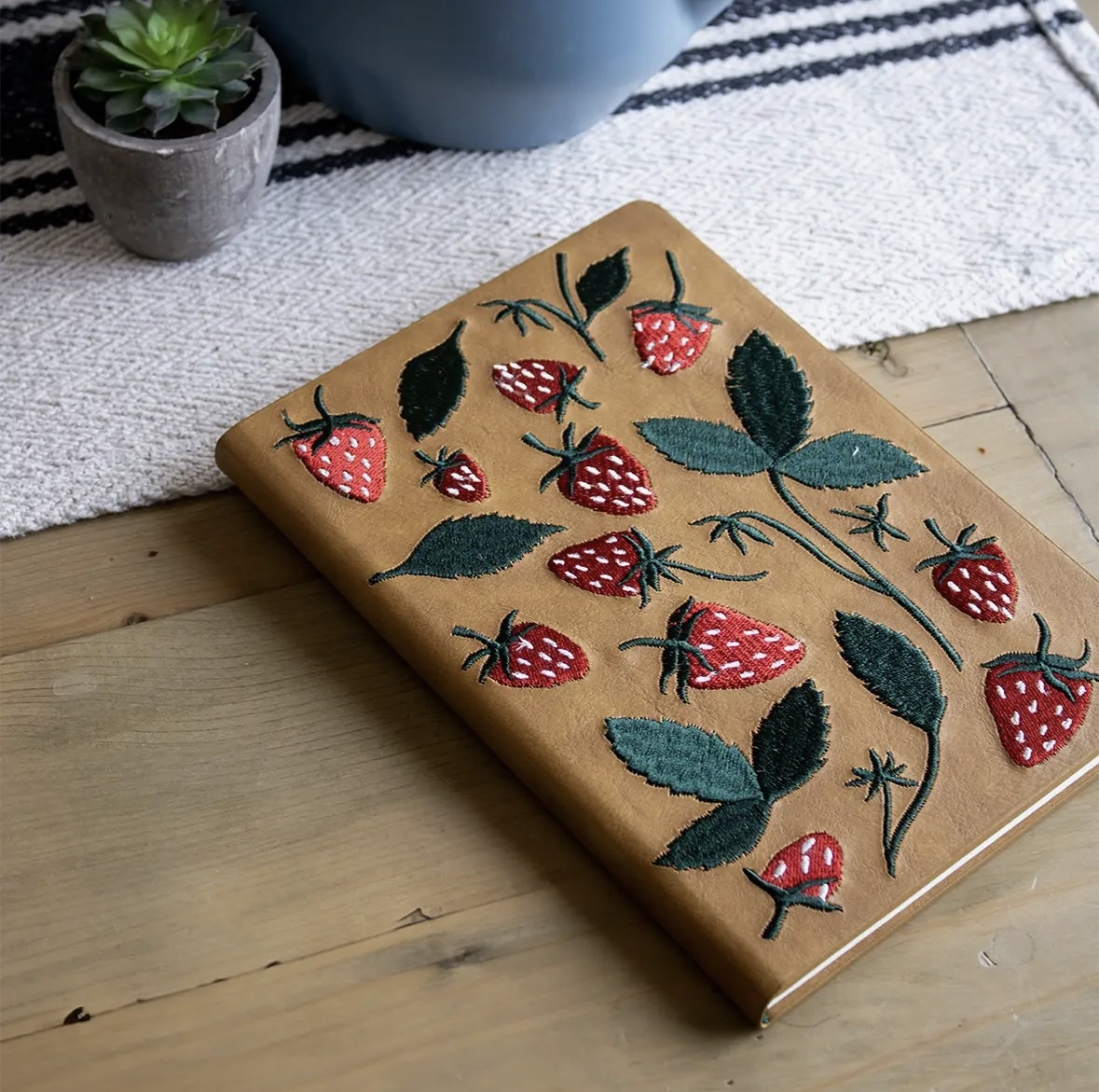 Strawberry Embroidered Notebook