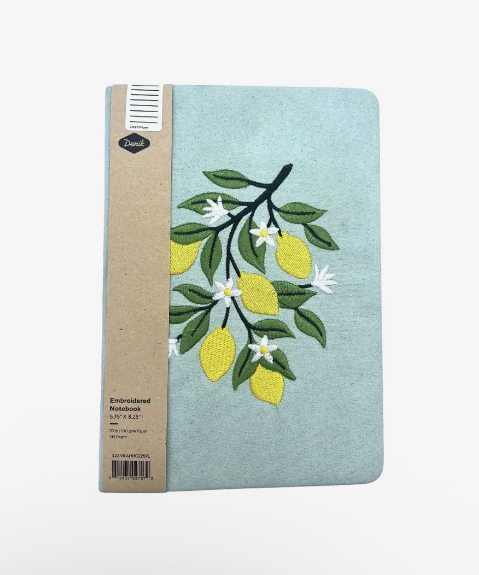 Lemon Embroidered Notebook