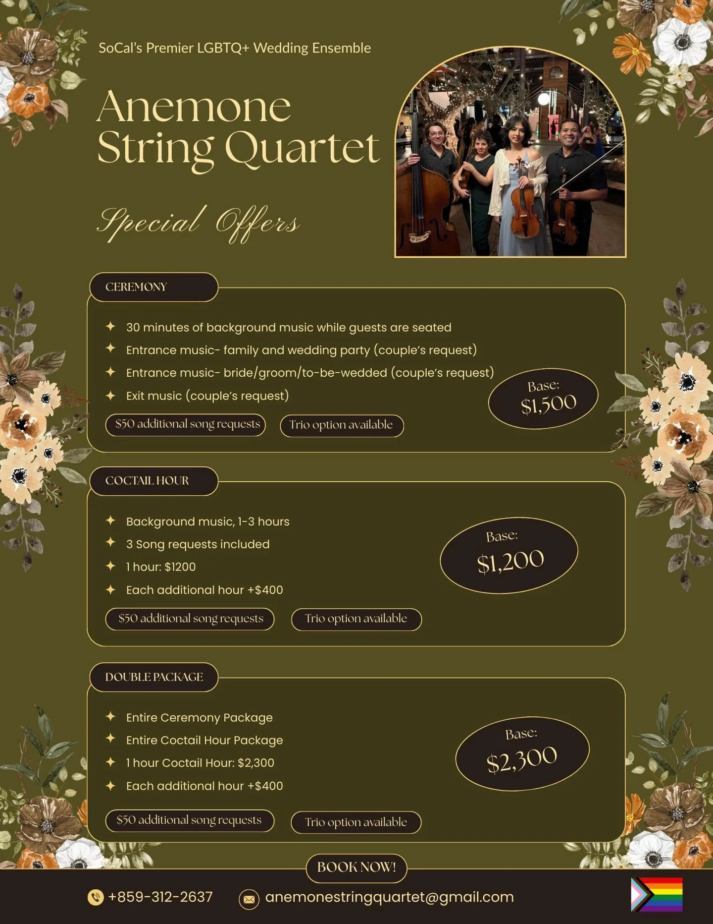 Know any couples getting married this year? Share our page with them! Hiring a string quartet through a booking agency can cost $4000+; hire directly through us- the musicians!