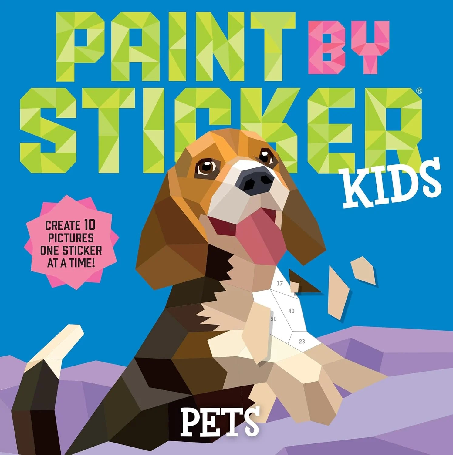Paint by sticker book with a smiling beagle on the front