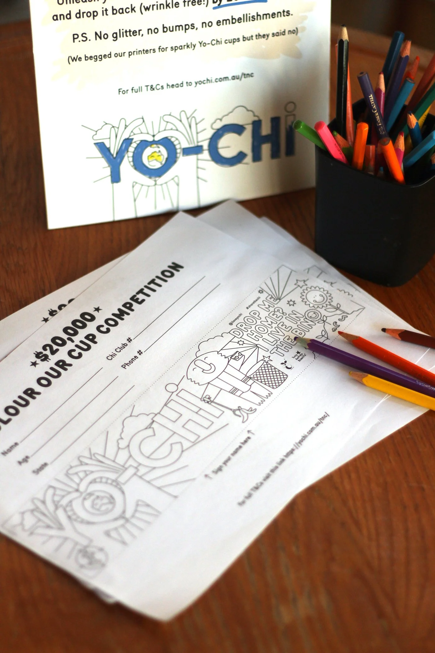 Yo-Chi Colour our cup competition colouring in