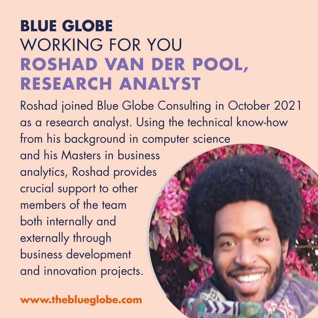 Today's #BlueGlobeSpotlight is on our Research Analyst, Rosh! He is working hard to develop datasets for our projects, including #SolverScouting and our work on #bias in open innovation. ⁠
⁠
Find out more about our innovative team at theblueglobe.com
