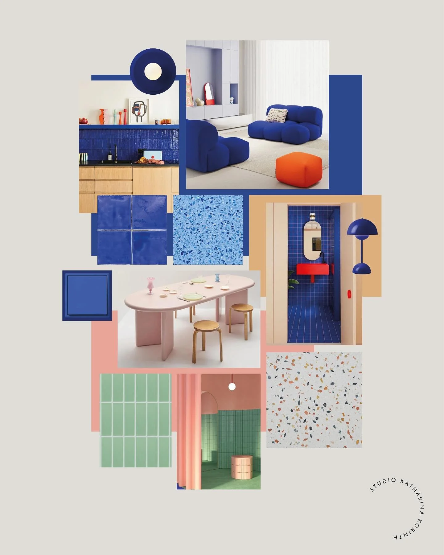 MOODBOARD APARTMENT F – MUNICH 
We are so excited to introduce to you our latest project Apartment F.
With a bold fusion of color, texture, and form, our project is inspired by the dynamic aesthetics of Pop Art. This mood board showcases a
