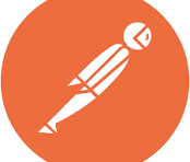 White pencil icon on an orange circular background.