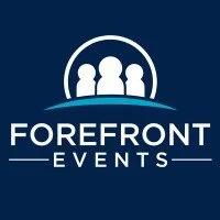 Logo for Forefront Events with three white figures under a circle, above the company name.