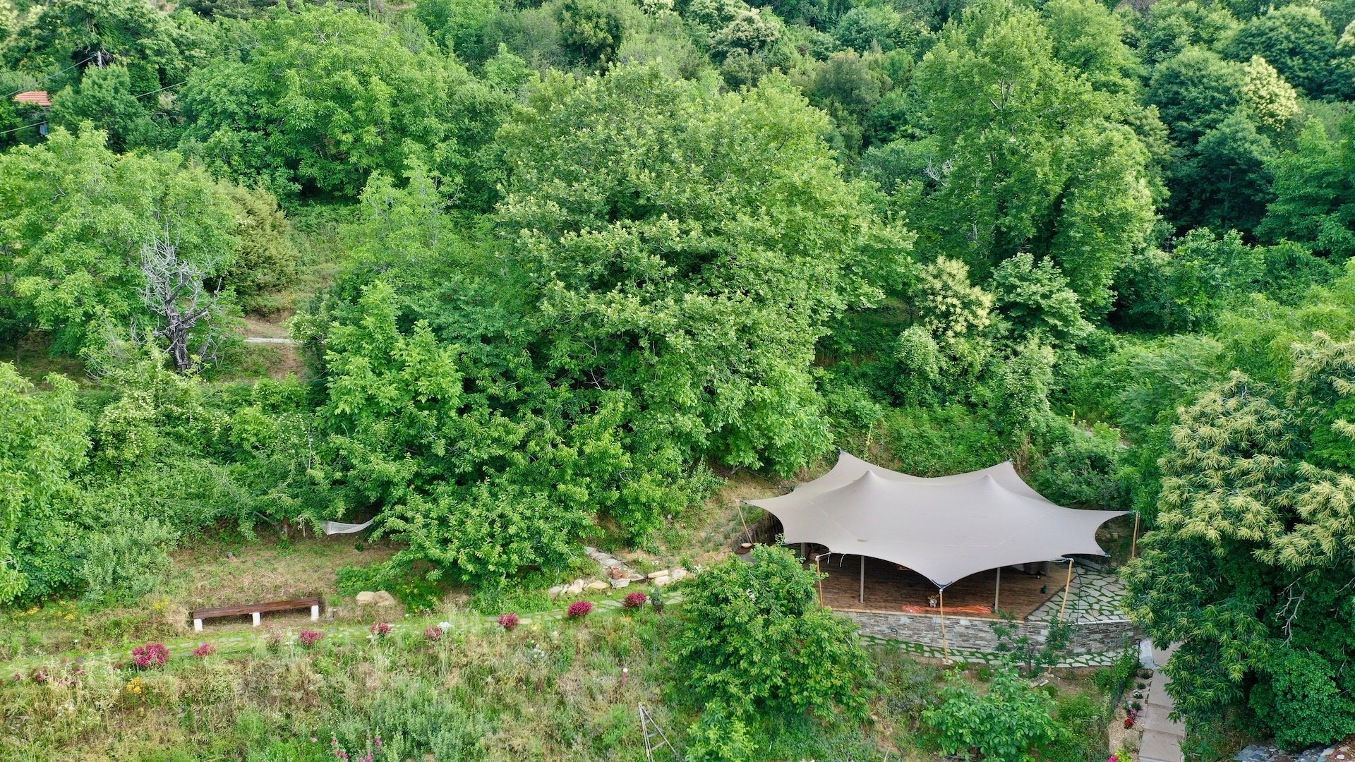 Pelion Homes_Shala Tent in Nature_Drone Shot2 (1).jpeg