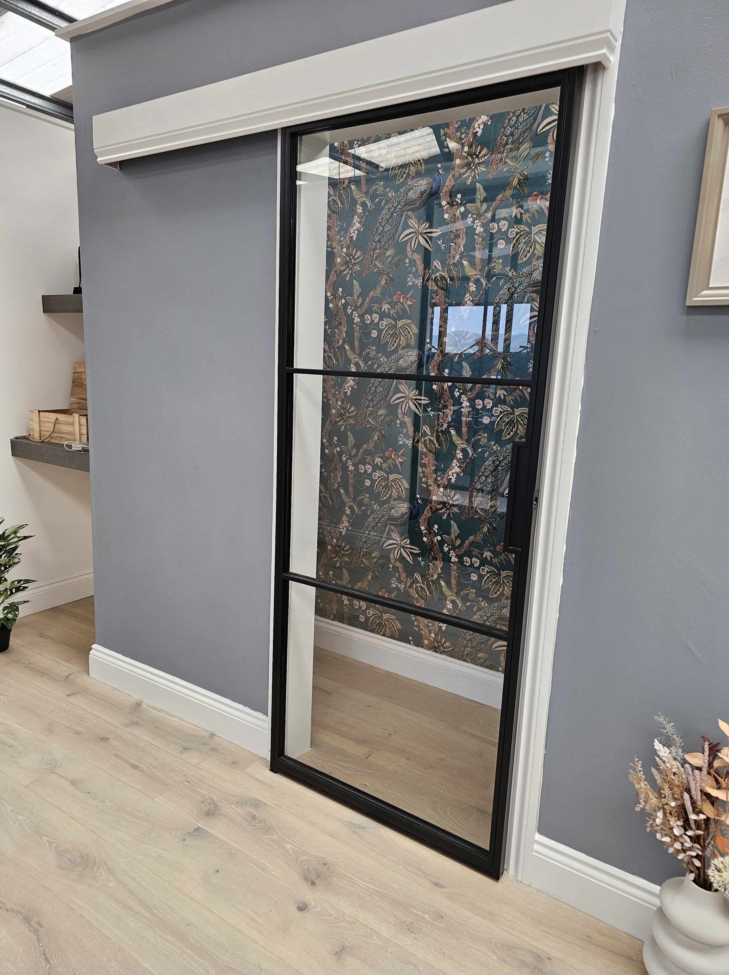 Sliding door on wall mount OIPK spaceship rail retro fit over existing architrave