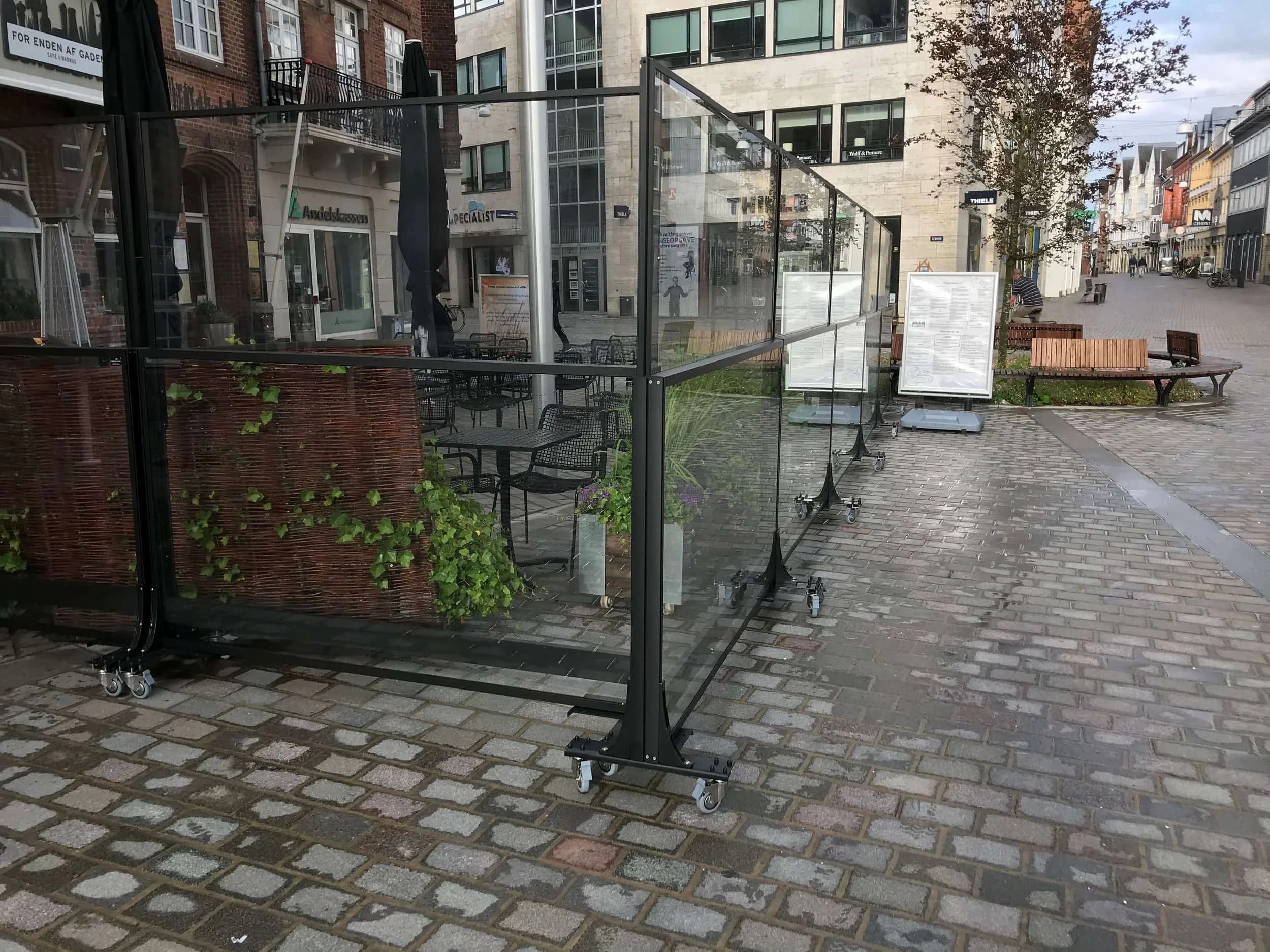 Outdoor Windscreen outside a modern restaurant in Ireland on a wet rainy day