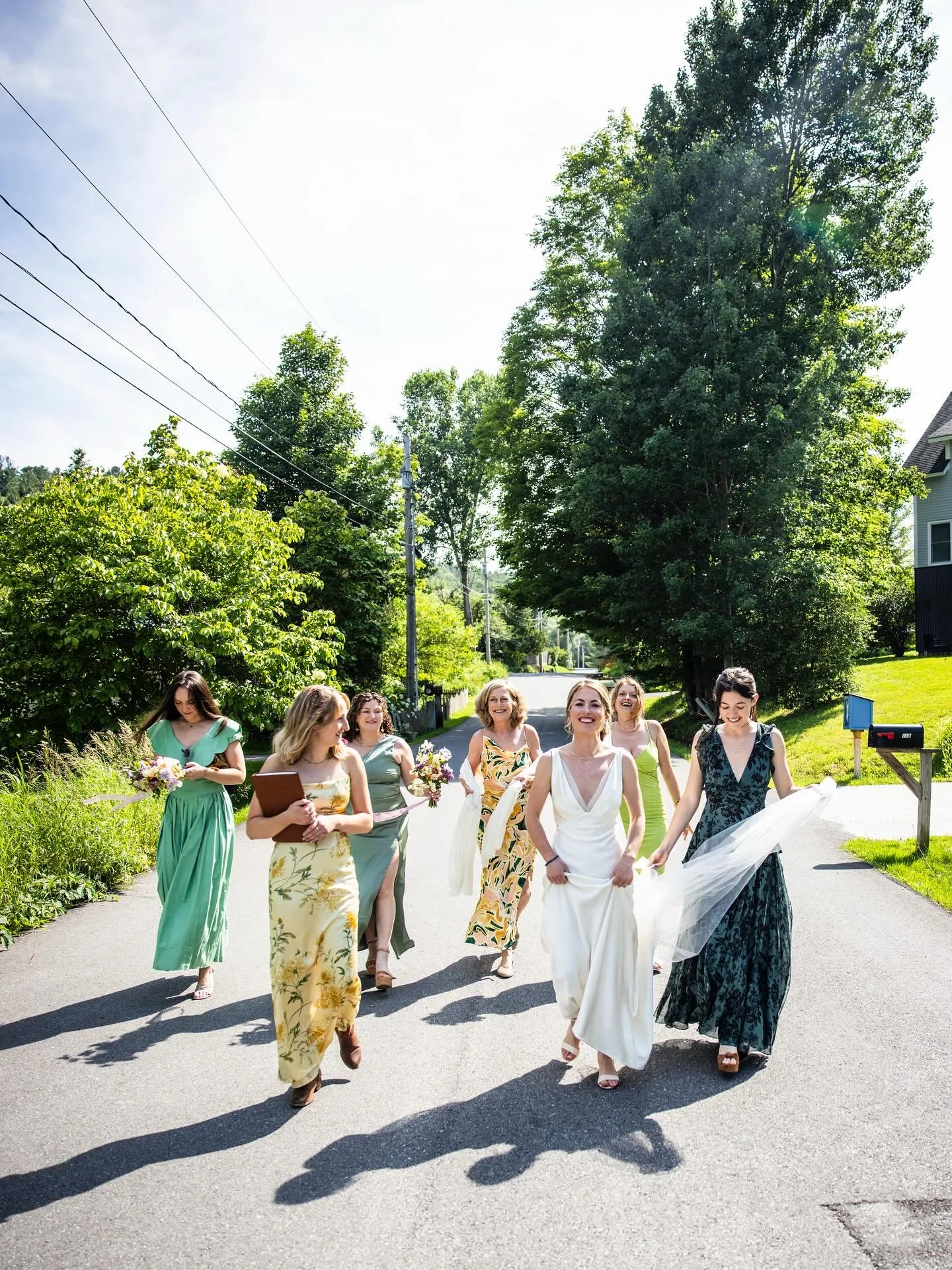 Eleanor&rsquo;s walk to her wedding with Jack, full of joy and colorful blooms from @junefarm @oldroundchurch @sleepyhollowinn @cafemamajuanavt captured by @gpowersfilm