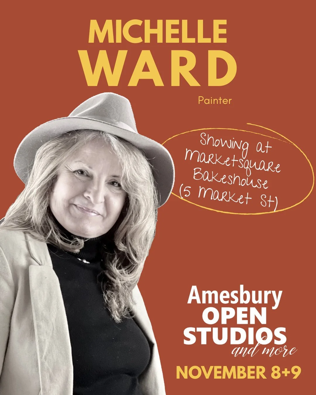ARTIST SPOTLIGHT: MICHELLE WARD
Open Studios Location: Marketsquare Bakehouse, 5 Market St.

Art is Memory. The images collected in memory, Michelle Ward expresses through color, texture, and shape to create her compositions. Her subject matter is as