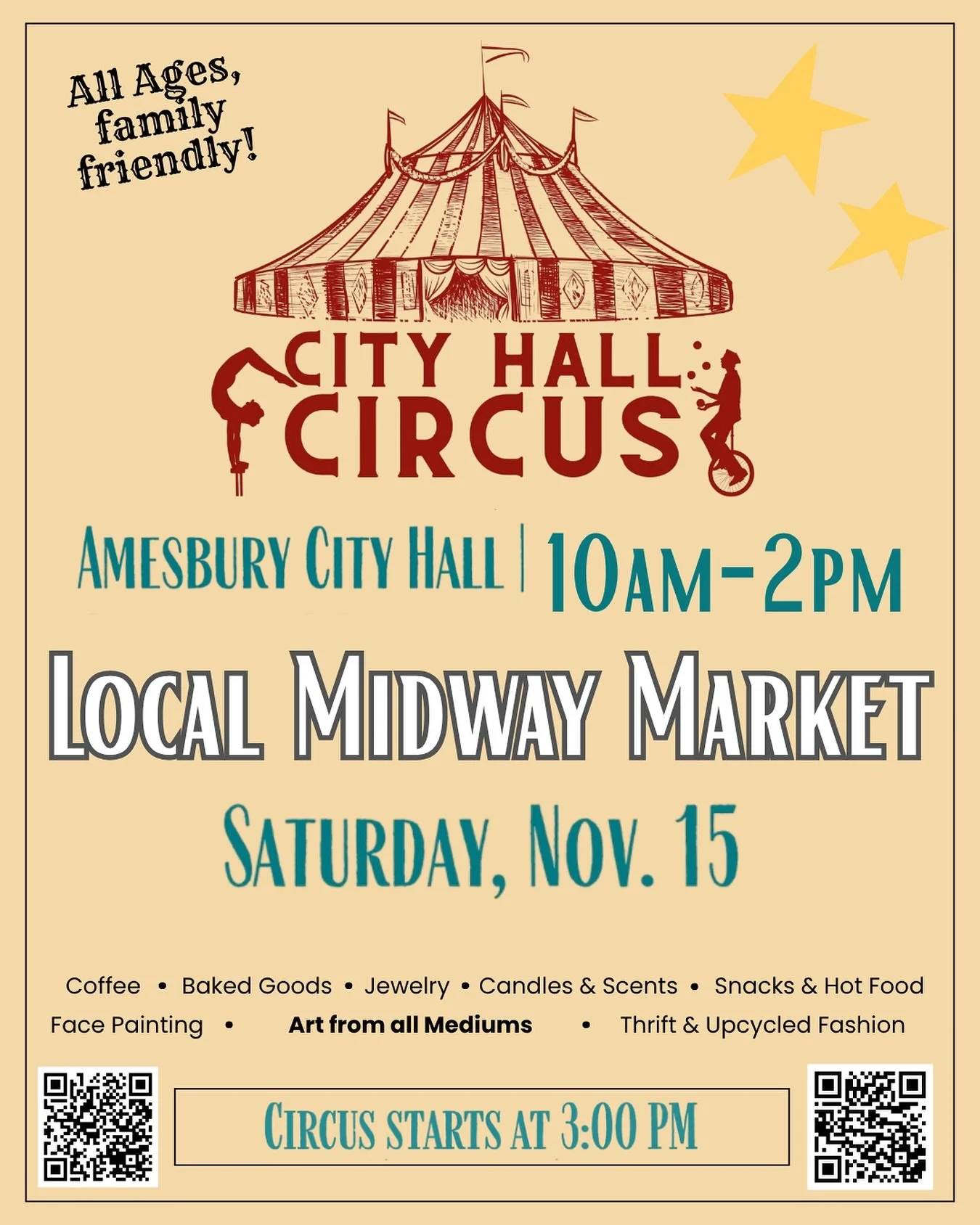 Come one, come all! Come on down to the CITY HALL CIRCUS 🎪

TOMORROW, November 15th, our beloved city hall will be transformed into a place of awe and wonder thanks to @theaterintheopen and @millyardmarketco. The market is open from 10am-2pm (no tic