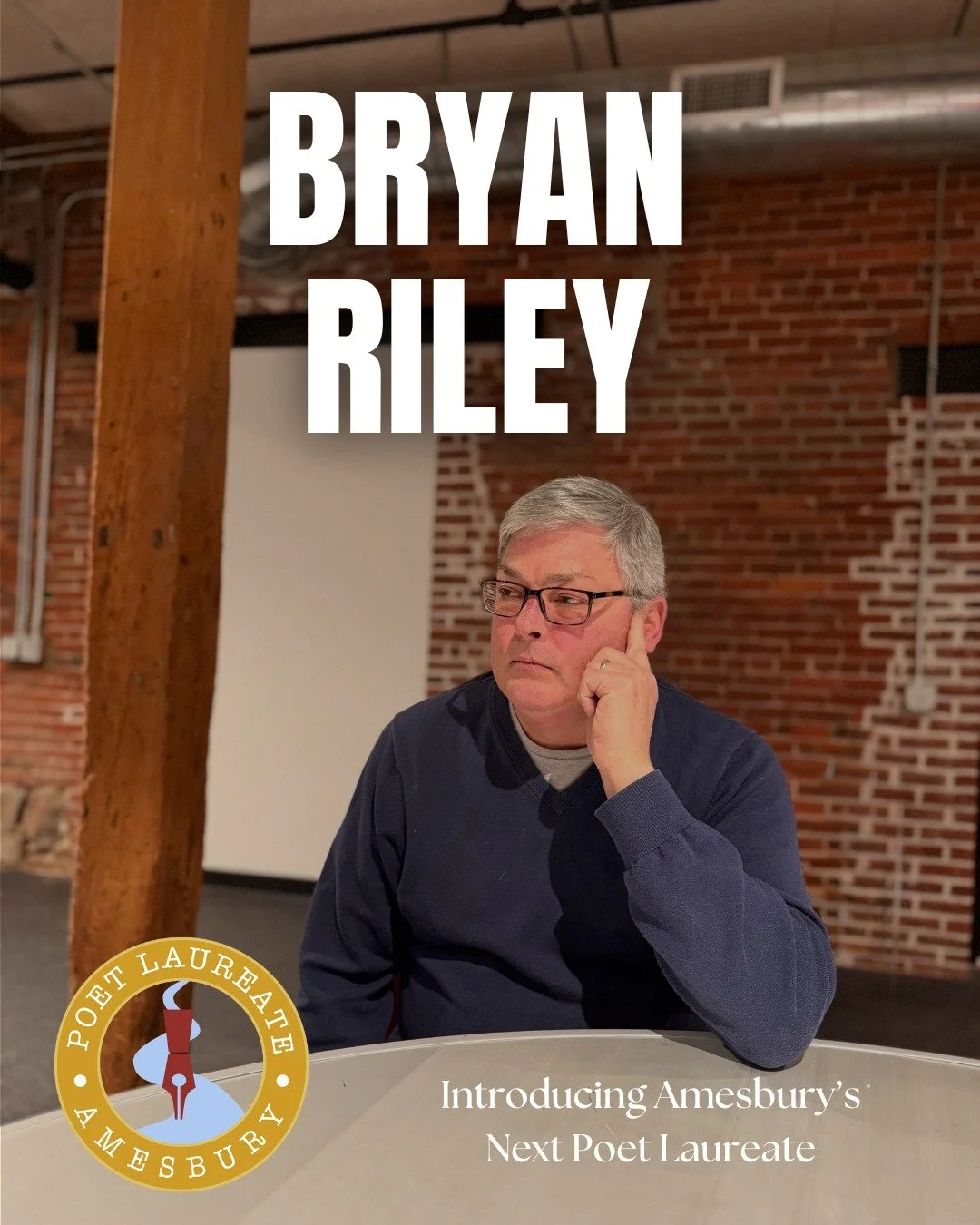 After a months-long search, the Poet Laureate Support Committee has elected Bryan Riley as Amesbury's fifth Poet Laureate, to serve a two-year term as our city's poetic ambassador and champion.

About Bryan:
Bryan Riley, Amesbury&rsquo;s fifth Poet L