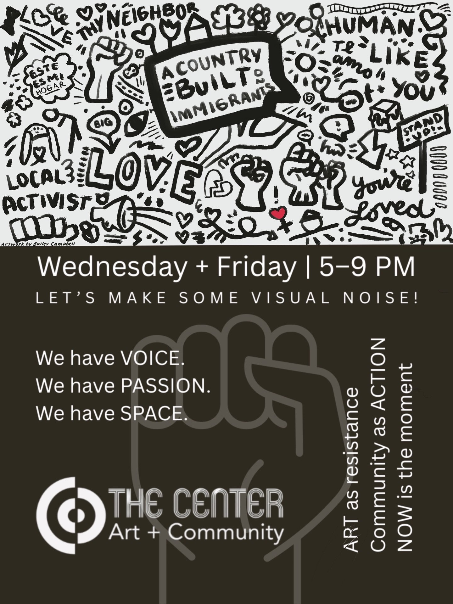 CALL FOR COMMUNITY, CALL FOR ART! 📢
 
@artatthecenter is hosting a community mural project + exhibition! Their gallery walls are blank, and ready for your messages. You&rsquo;ll be working directly on the walls using black paint,simple line drawings