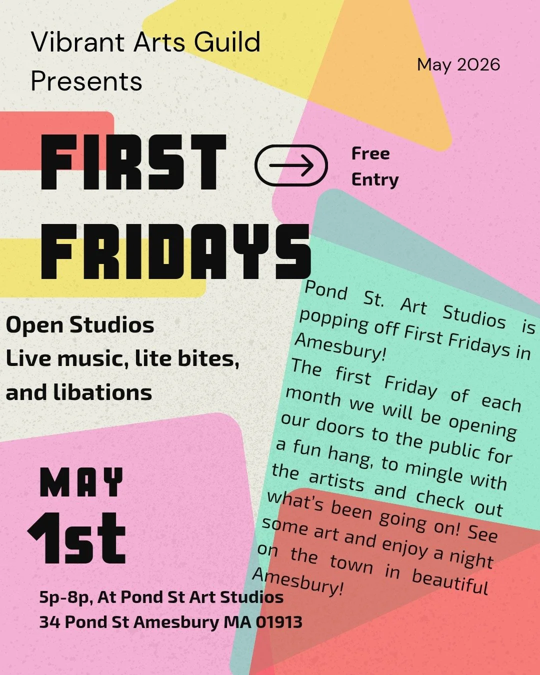 Pond St. Art Studios is popping off First Fridays in Amesbury!

The first Friday of each month @pondstreetstudio  will be opening their doors to the public for a fun hang - come mingle with the artists and check out what's been going on! 

Stunning a