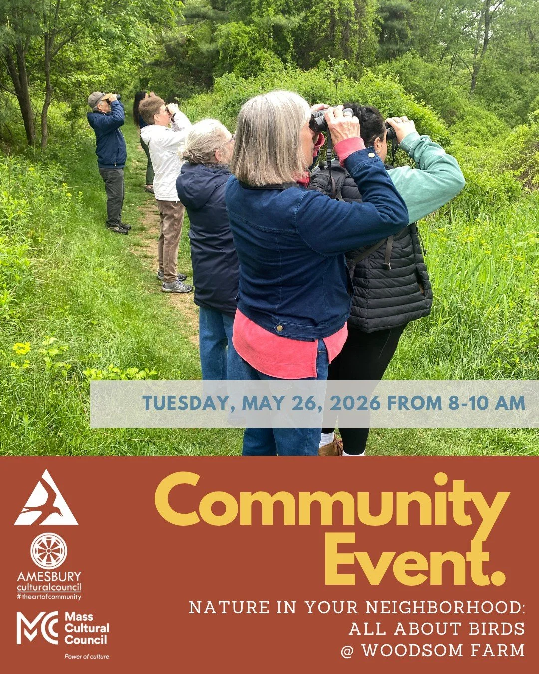 CALLING ALL BIRD ENTHUSIASTS! 🐦👀 You're not going to miss next week's birdwatching!

Join the @massaudubon for a FREE birdwatching walk at Woodsom Farm. Participants will learn about bird migration, breeding behavior, and field identification. This