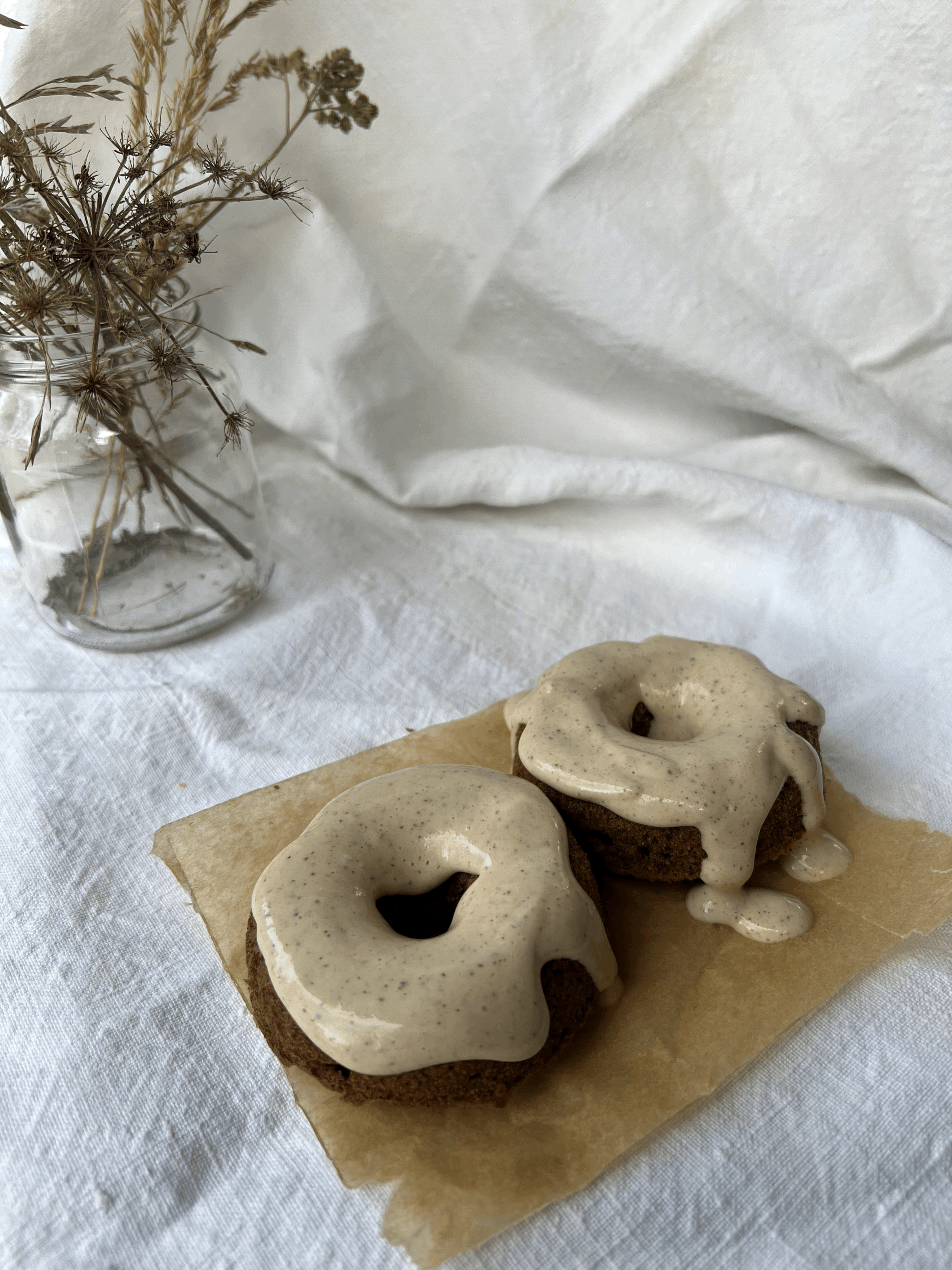 Polyphenol rich, gluten free gingerbread donuts with cream cheese frosting