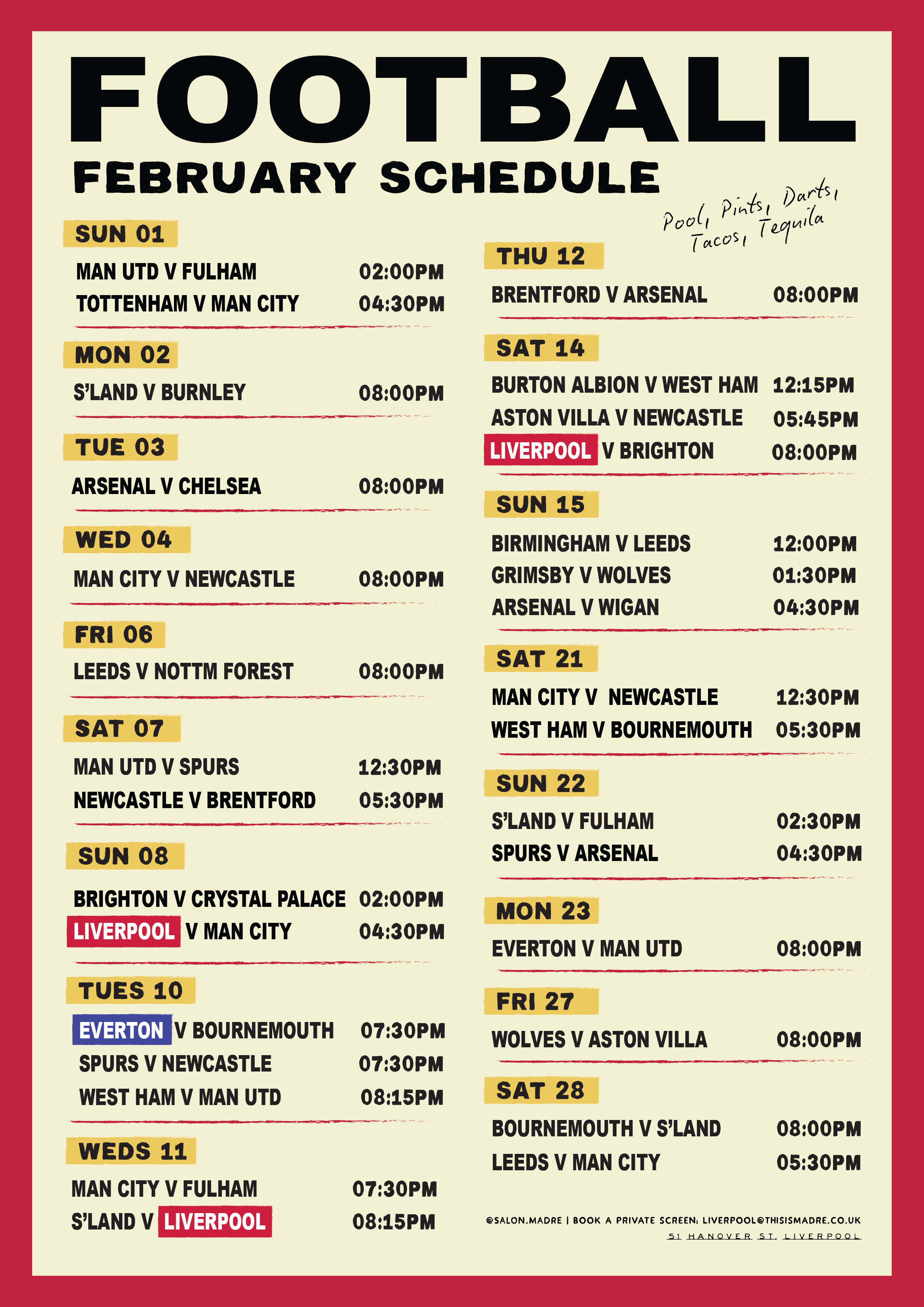 Salon Liverpool - Football Fixtures