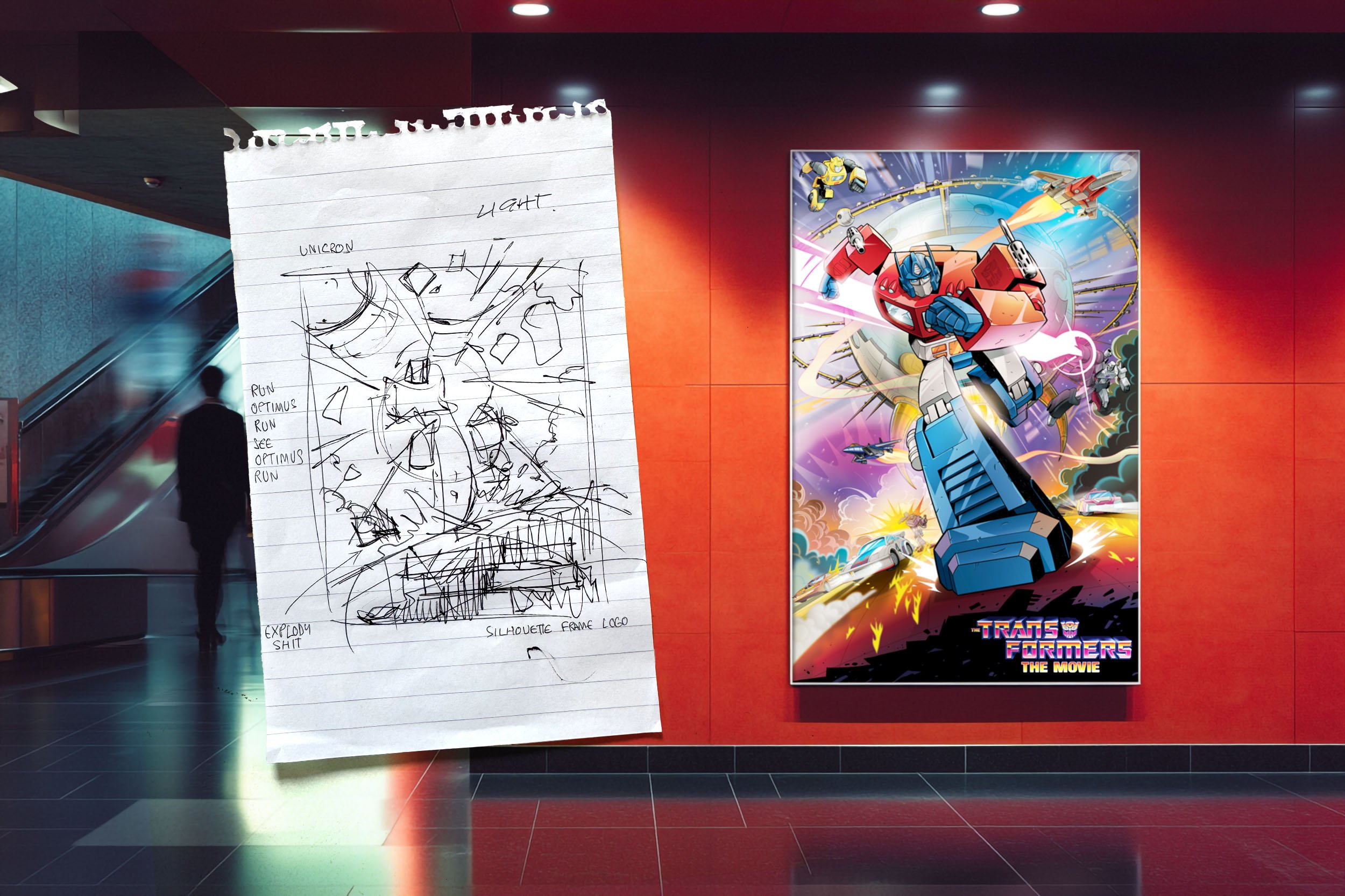 Transformers the Movie 1986 40th Anniversary Vector Artwork Posters and original pencil sketch concept.
